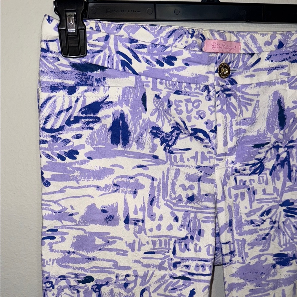 Lilly Pulitzer Kelly Ankle Skinny Fit Purple and White Cropped Pants size 4. B1 - Picture 2 of 5